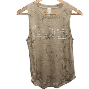 Burn Boot Camp Snakeskin Print Muscle Tank Top XS Beige Athletic Workout Shirt